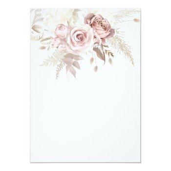 Blush Floral Bridal Shower Real Silver Foil Invitation Front View