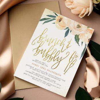 blush floral brunch & bubbly bridal shower invitation