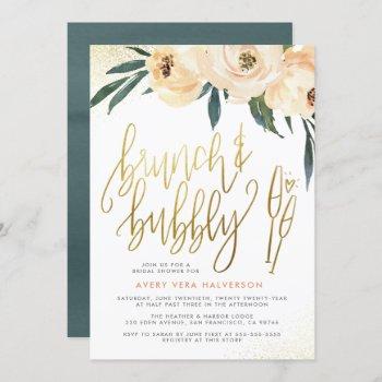 blush floral brunch & bubbly bridal shower invitation