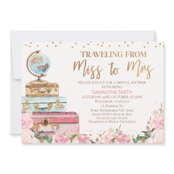 blush floral traveling miss to mrs bridal shower invitation