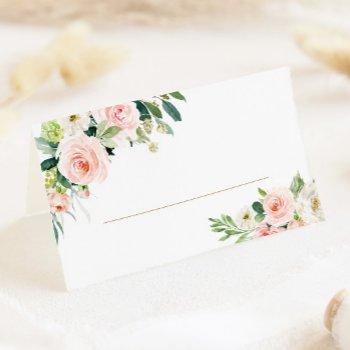 Blush Floral Wedding Table Place Cards Front View