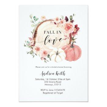 Blush Marsala Fall In Love Pumpkin Bridal Shower  Invitation Front View