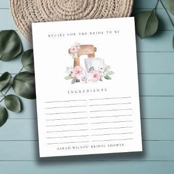 blush mixer floral recipe request bridal shower postcard