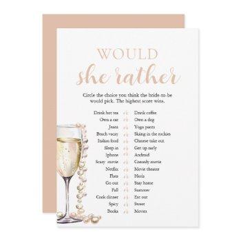 blush pearls and prosecco would she rather game invitation