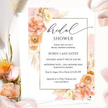 blush pink and peach floral bridal shower /brunch invitation