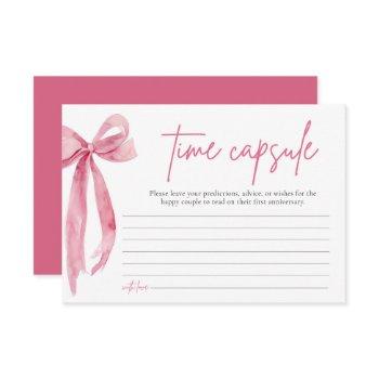 blush pink bow bridal shower time capsule card