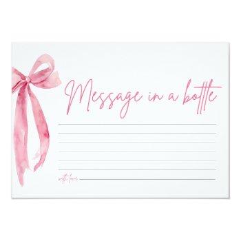 Blush Pink Bow Message In A Bottle Game Card Front View