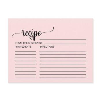 blush pink calligraphy bridal shower recipe cards
