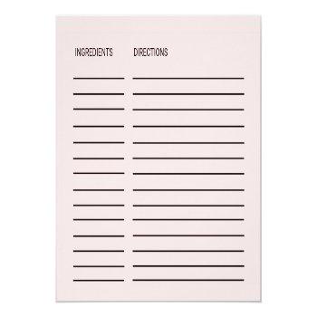 Blush Pink Calligraphy Bridal Shower Recipe Cards Front View