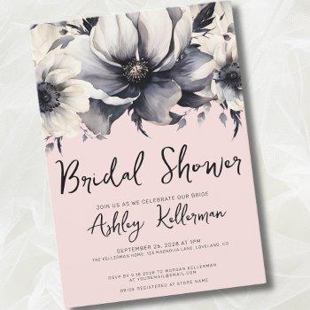 blush pink elegant floral botanical bridal shower invitation