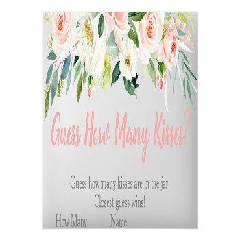Blush Pink Floral Guess How Many Kisses Game Place Card Front View