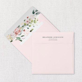 blush pink floral watercolor square envelope