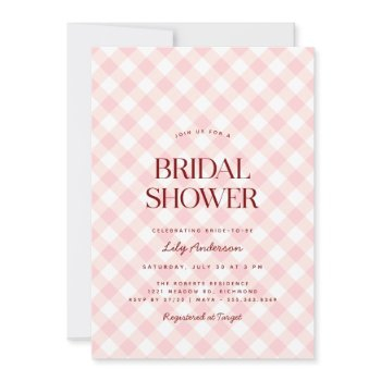 blush pink gingham | spring picnic bridal shower invitation