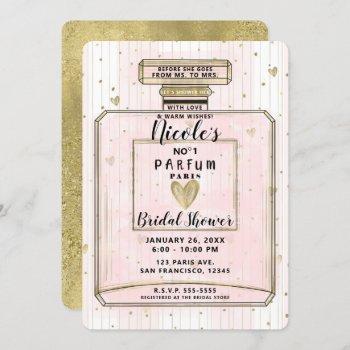 blush pink & gold paris parfum bridal shower invitation