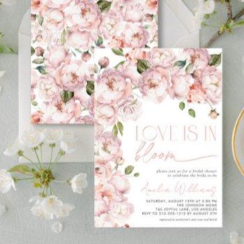 blush pink love is in bloom floral bridal shower invitation