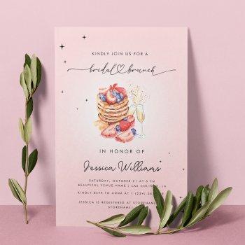 blush pink pancake brunch bubbly bridal shower invitation