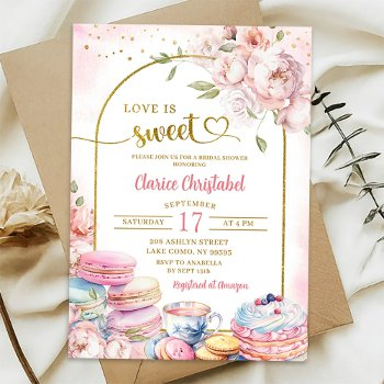 blush pink peony love is sweet bridal shower invitation