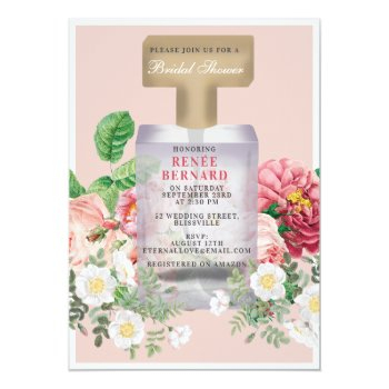 Blush Pink Perfume Bottle Floral Front View