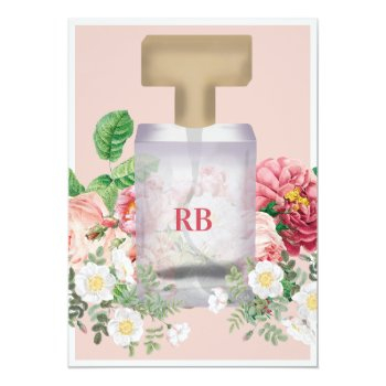 Blush Pink Perfume Bottle Floral Front View