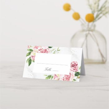 blush pink romantic summer floral bridal shower place card