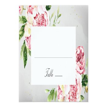 Blush Pink Romantic Summer Floral Bridal Shower Place Card Front View
