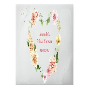 Blush Pink Romantic Summer Floral Bridal Shower Place Card Front View