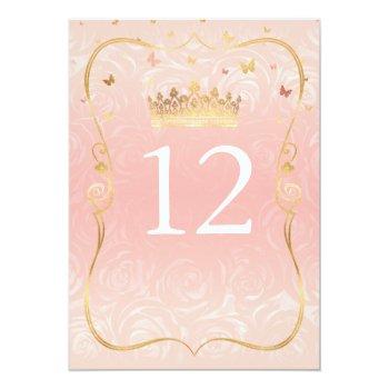Blush Pink Rose And Gold Guest Name Table Numbers Front View