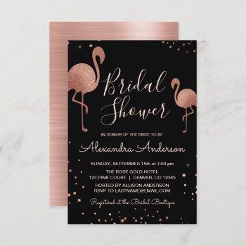 blush pink - rose gold foil flamingo bridal shower invitation