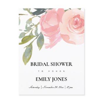 blush pink rose watercolor floral bridal shower invitation postcard