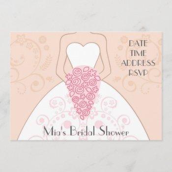 blush pink traditional elegant bridal shower invitation