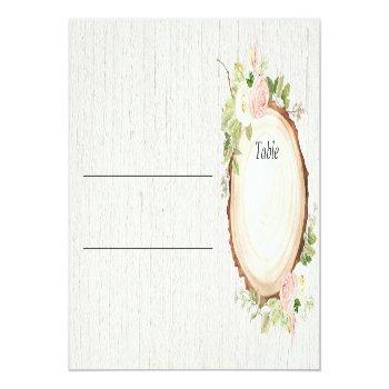 Blush Pink White Floral Rustic Woodland Elegant Place Card Front View