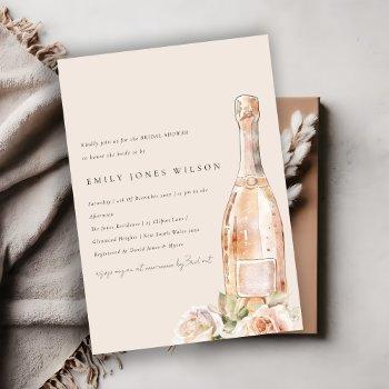 Blush Rose Floral Champagne Wine Front View