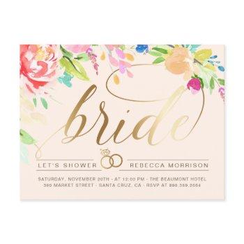blush | roses & gold diamond ring bridal shower invitation postcard