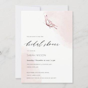 blush watercolor butterfly bridal shower invite