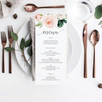 blushing blooms wedding menu or bridal shower menu invitation
