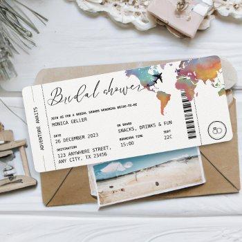 boarding pass travel themed bridal shower invitation