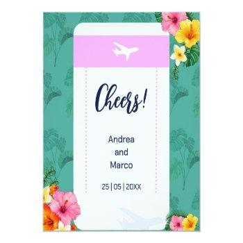 Boarding Pass Wedding Invitation Destination Wine Label Front View