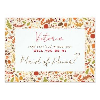 Bohemian Dried Rustic Autumn Falls Bridesmaid Card Front View