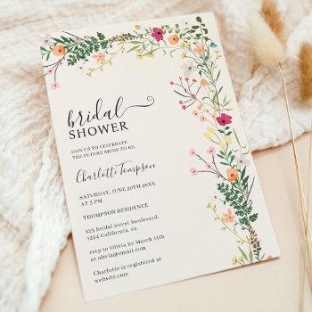 bohemian meadow wild flowers spring bridal shower invitation