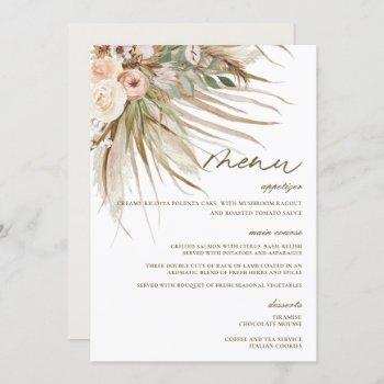 bohemian pampas grass wedding bridal shower menu