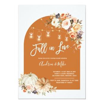 Boho Arch Fall In Love Couple Shower Invitation Front View