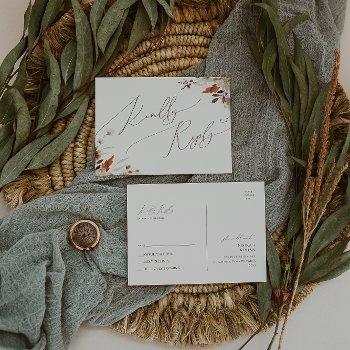 boho autumn wildflower | beige wedding rsvp postcard