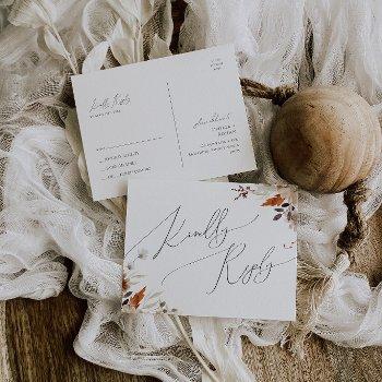 Boho Autumn Wildflower | Wedding Rsvp Postcard Front View