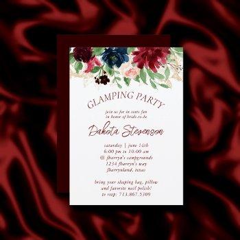 boho bloom | elegant marsala red floral glamping invitation
