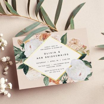 boho blooms floral bridesmaids luncheon or brunch foil invitation