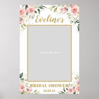 boho blush pink floral bridal shower photo prop poster