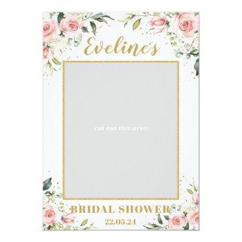 Boho Blush Pink Floral Bridal Shower Photo Prop Poster Front View