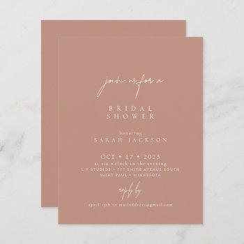 boho blush pink modern minimalist bridal shower invitation