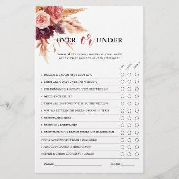 boho burgundy terracotta floral bridal shower game