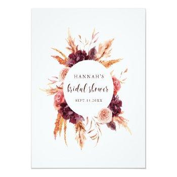 Boho Burgundy Terracotta Floral Bridal Shower Game Front View